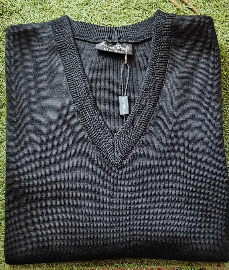  Franco Ponti V-Neck Jumper 50/50 Black K01