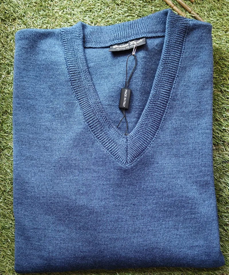  Franco Ponti V-Neck Jumper 50/50 Dark Denim K01