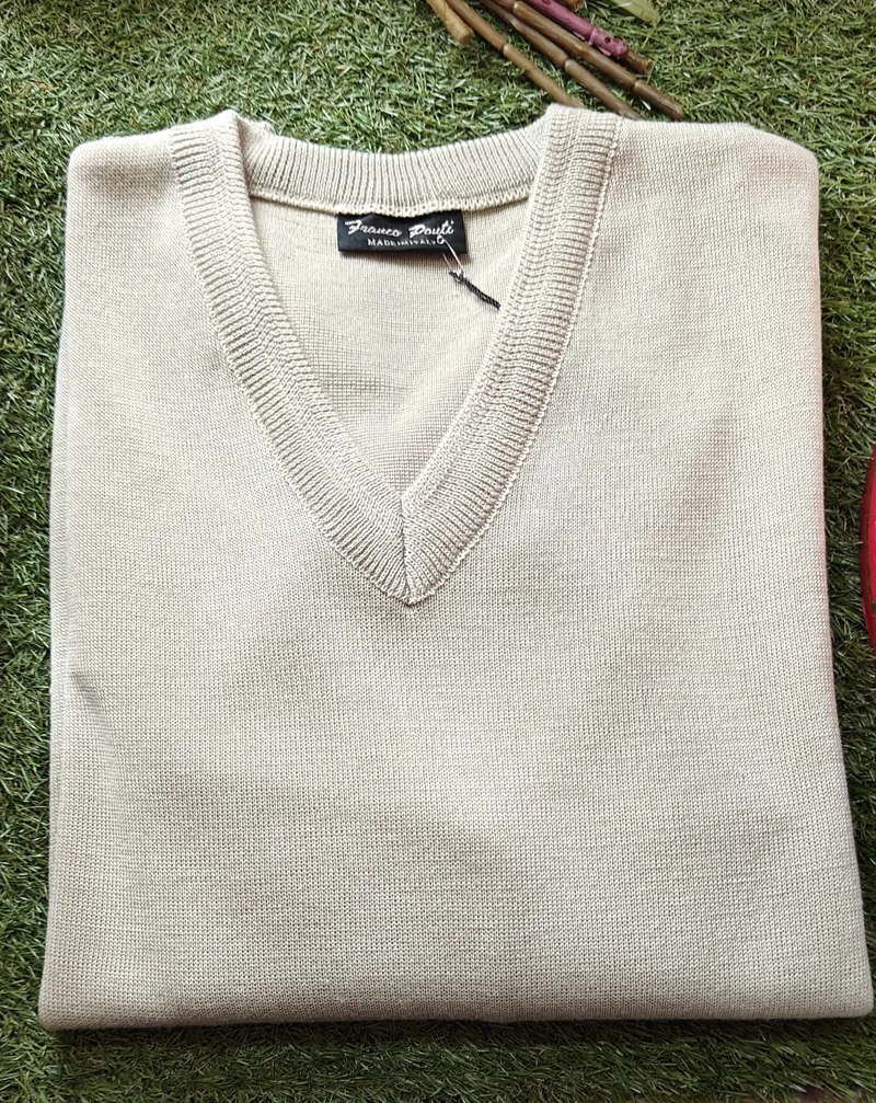  Franco Ponti V-Neck Jumper 50/50 Tan K01 