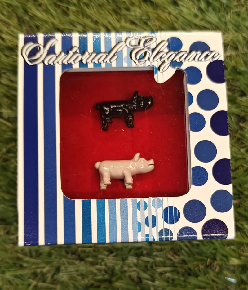 Sophos Novelty Piggy Cufflinks Pink/Black