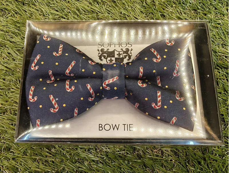 Christmas Bow Tie Candy Cane Blue