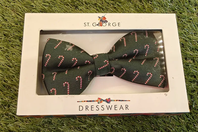 Christmas Bow Tie Candy Cane Green