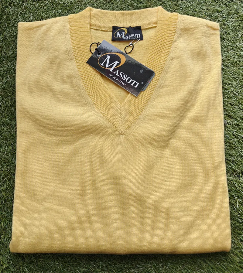 Massoti Merino V Neck Jumper Lemon W01 