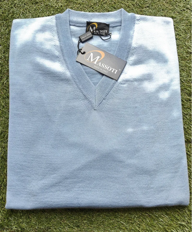 Massoti Merino V-Neck Jumper Sky W01