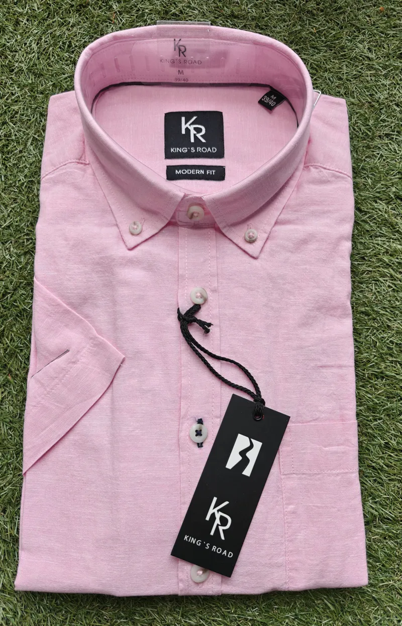 Kings Road Cotton/Linen Shirt Pink 112319/23 