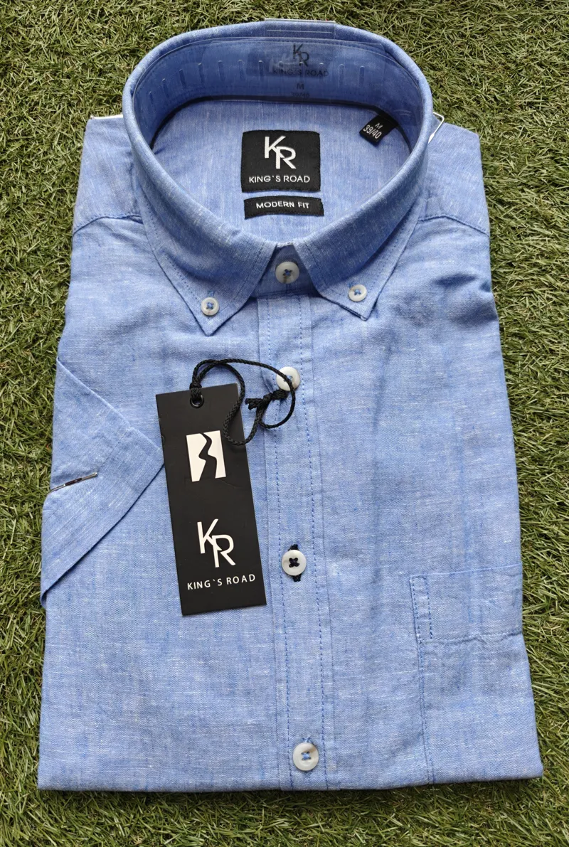 King's Road Cotton/Linen Shirt Blue 112319/41 
