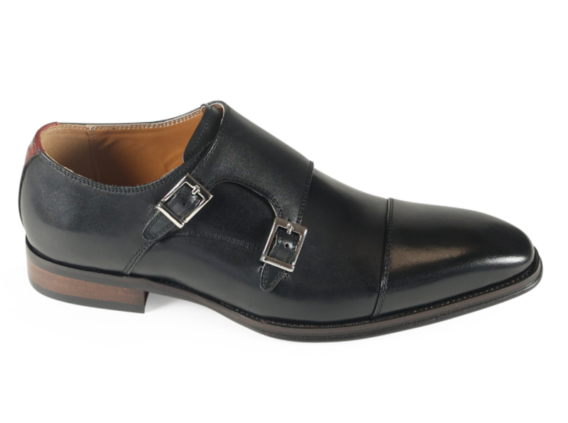 Lombardy Monk Strap Bucked Shoe Black-1