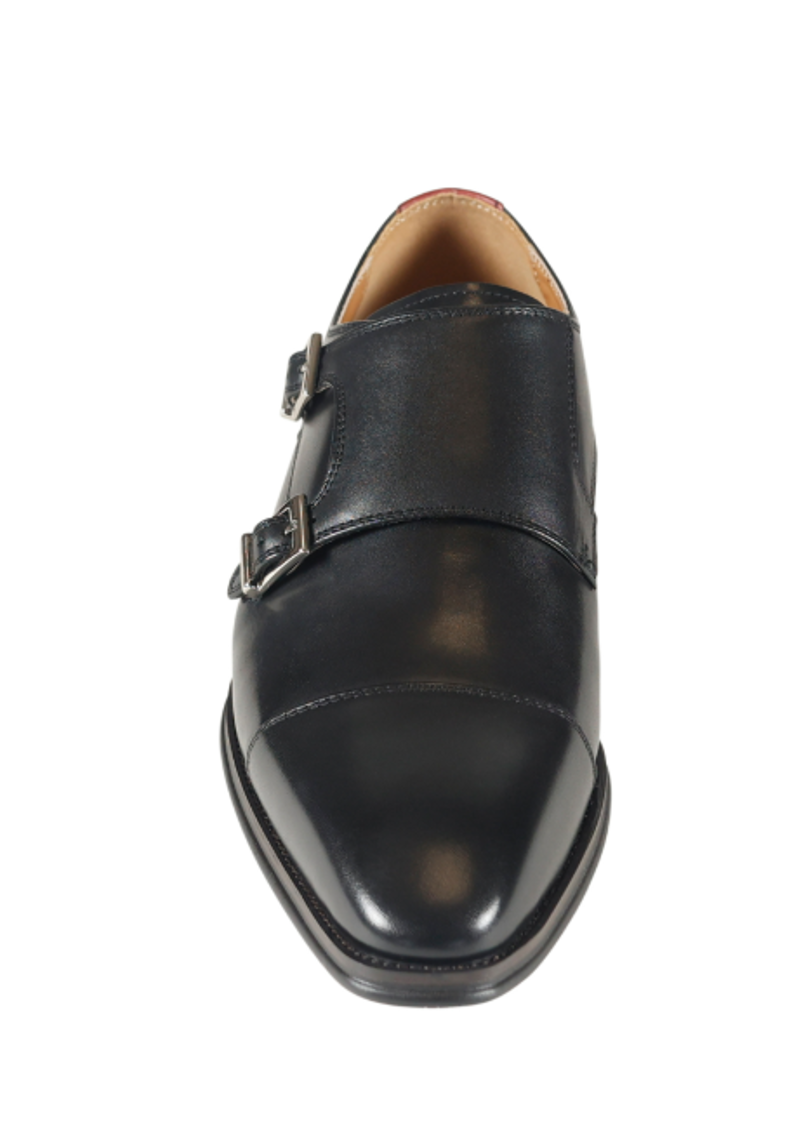 Lombardy Monk Strap Bucked Shoe Black-2