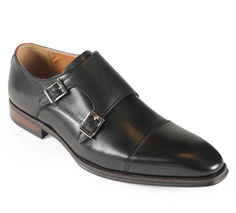 Lombardy Monk Strap Bucked Shoe Black