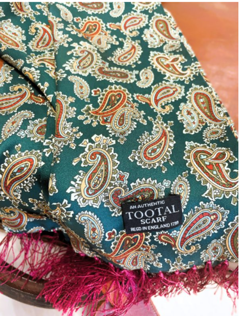 Tootal Silk Scarf  Racing Green Paisley TV5938-246