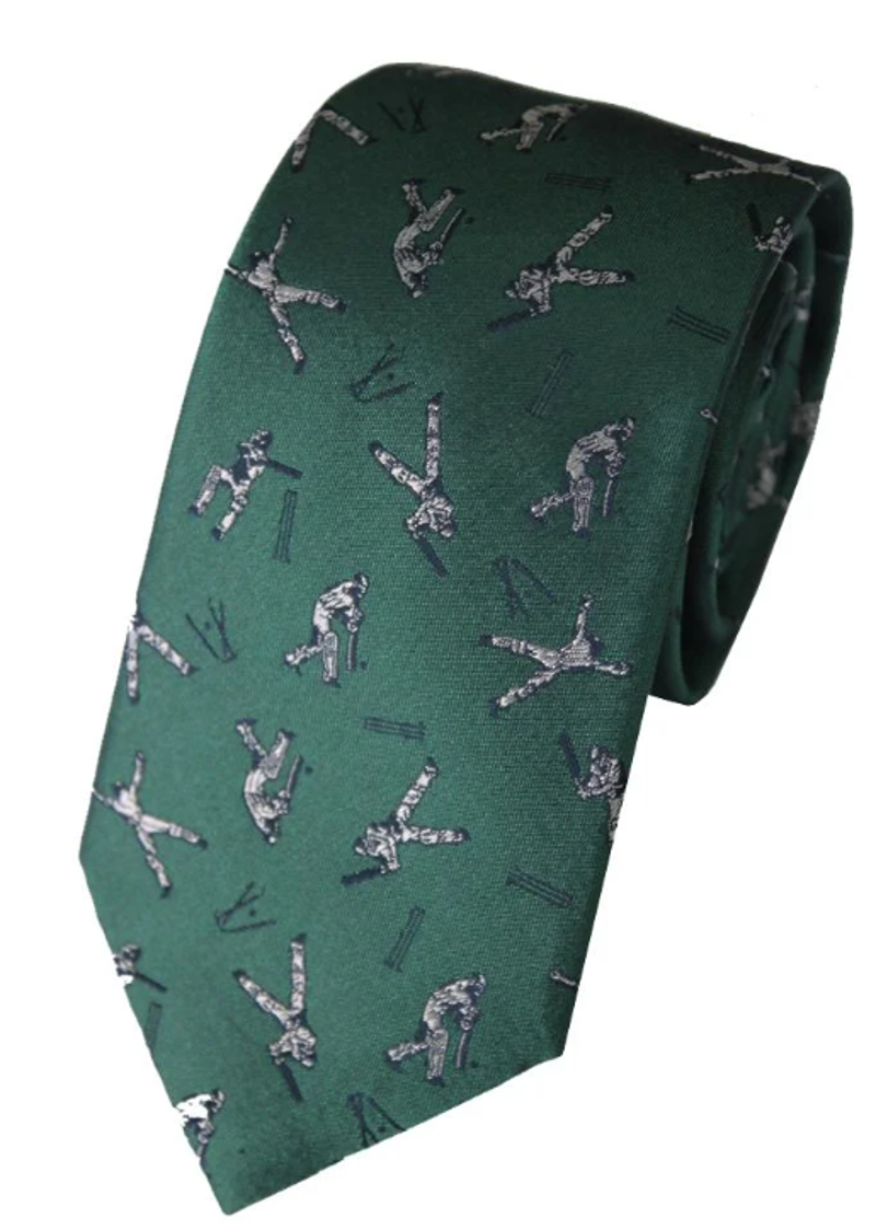 L.A. Smith Silk Cricket Tie Green S9504/5