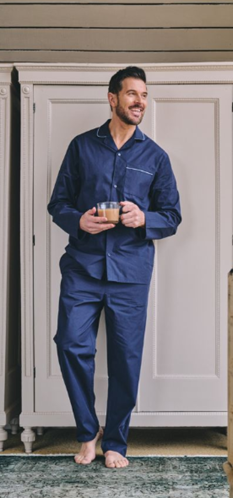 HJ Hall Cotton PJ's Dark Blue