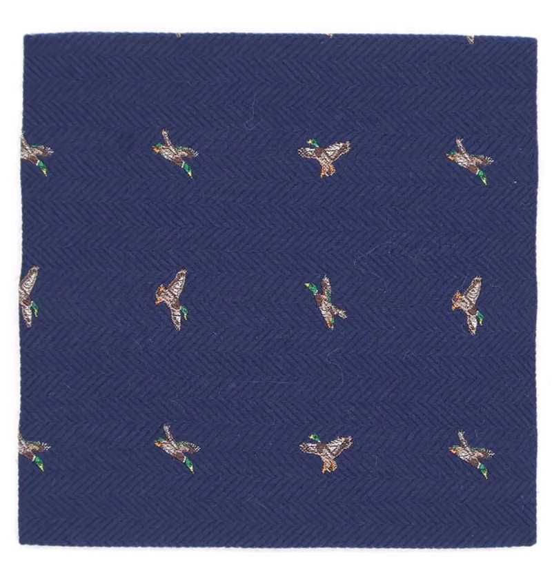 L.A. Smith Silk/Wool Pocket Square Duck Navy TPH9701/1