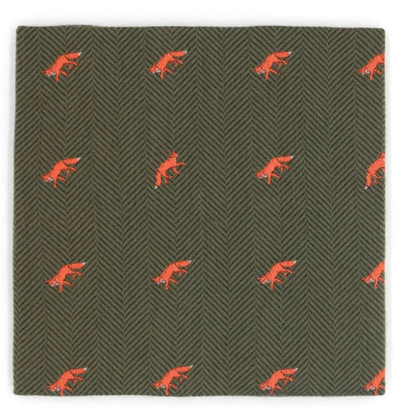 L.A. Smith Silk/Wool Pocket Square Fox Green TPH9704/1  