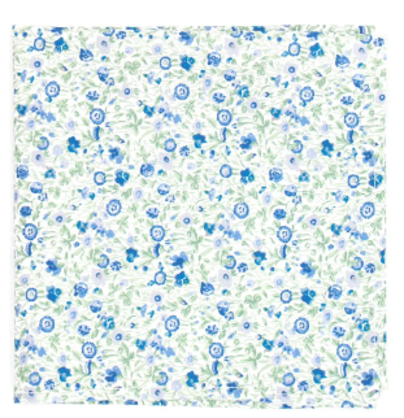 L.A. Smith Liberty Print Pocket Square Agnes Meadow Blue LIBTPH119/1 