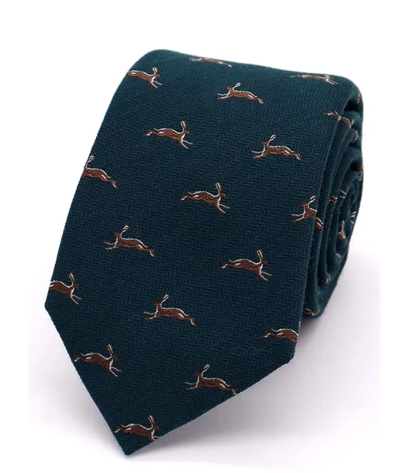  L.A. Smith Herringbone Tie Silk/Wool Hare Green S9702/1/OS  