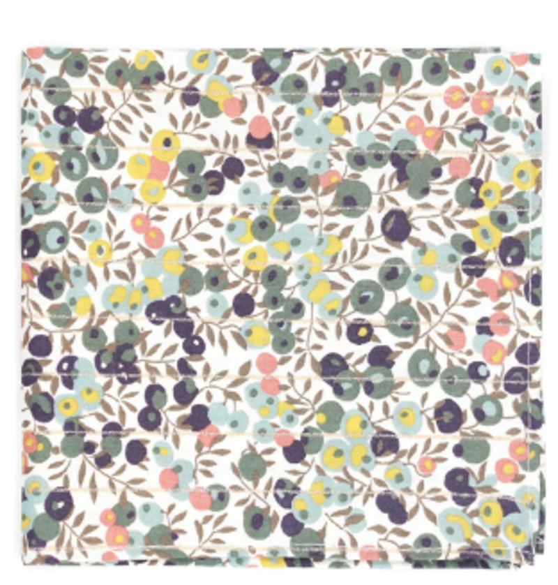 L.A. Smith Liberty Print Pocket Square Wiltshire Green LIBTPH113/1 