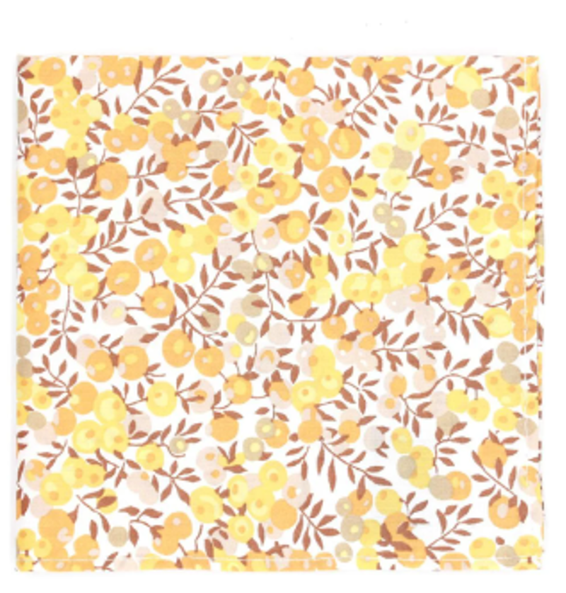 L.A. Smith Liberty Print Pocket Square Wiltshire Yellow LIBTPH112/2 