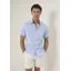 Taylor Hunt Linen Blend Half Sleeve Shirt Blue THLB004 