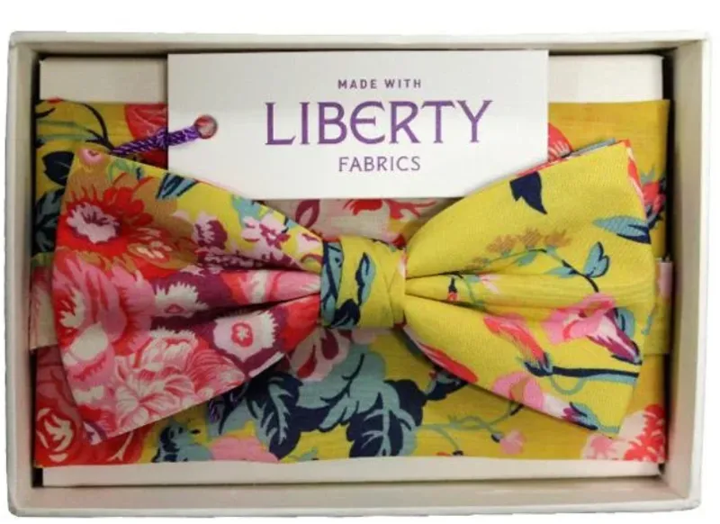 Liberty Print Cotton Bow Tie Yellow LIBTBB34/1/OS 