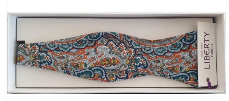  L.A. Smith Liberty Print Self-Tie Bow Green Paisley LIBTSB18/1 