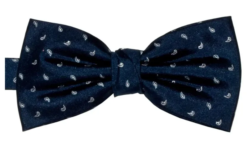 L.A. Smith Silk Bow Tie Paisley Navy B1179/3/OS 