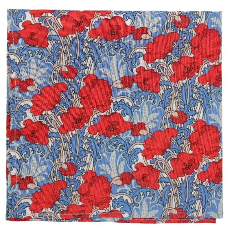 L.A. Smith Liberty Print Pocket Square Poppy LIBTPH45/1 