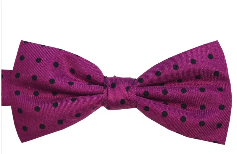 L.A. Smith Silk Bow Tie Spot Wine B5032/12 