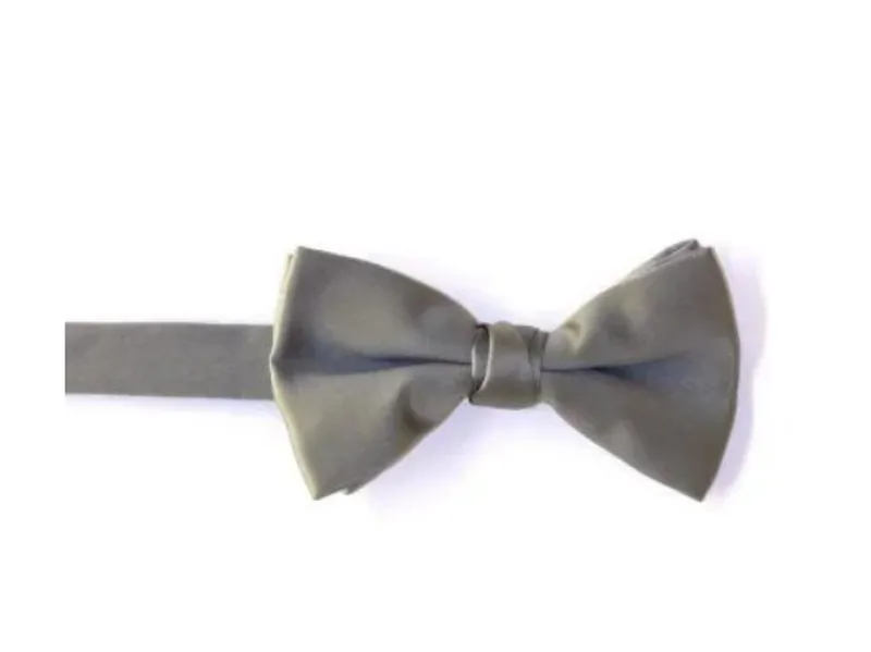 metallic silver bow tie