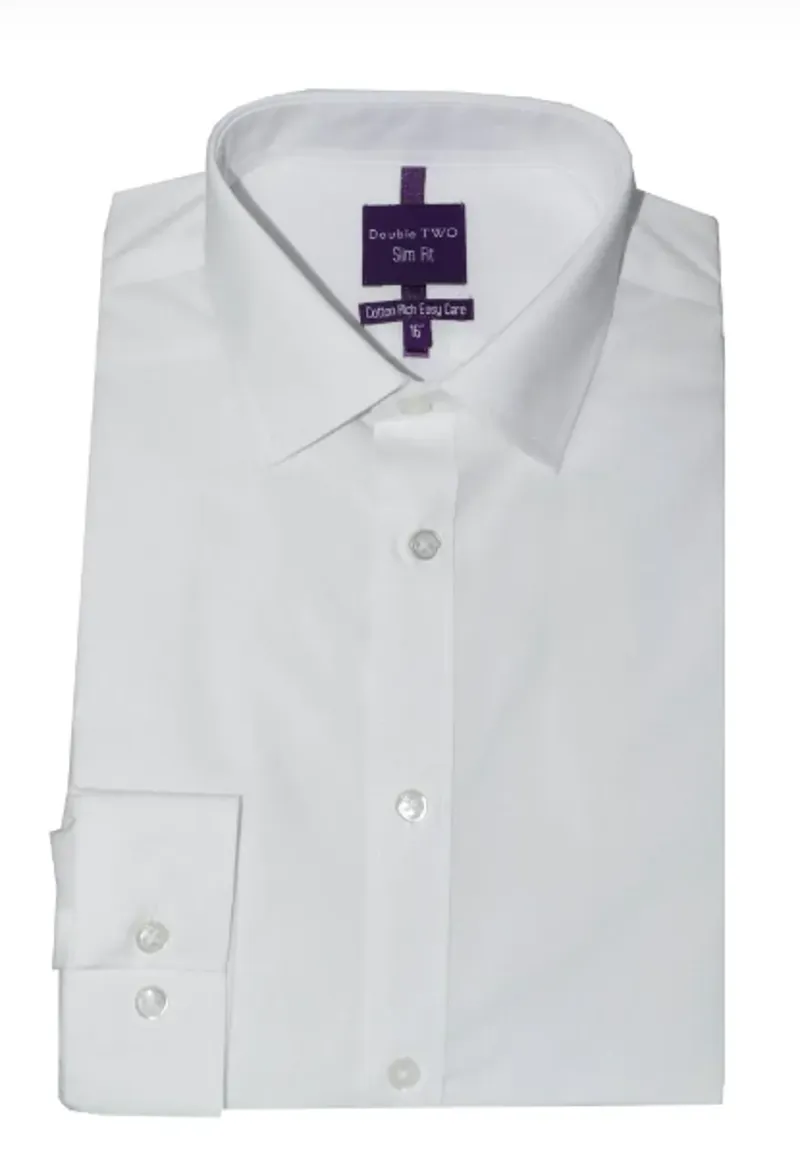 D2 Cotton Rich Tailored Fit Shirt White SLM4500/A 
