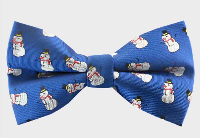 Christmas Snowman Bow Tie Blue