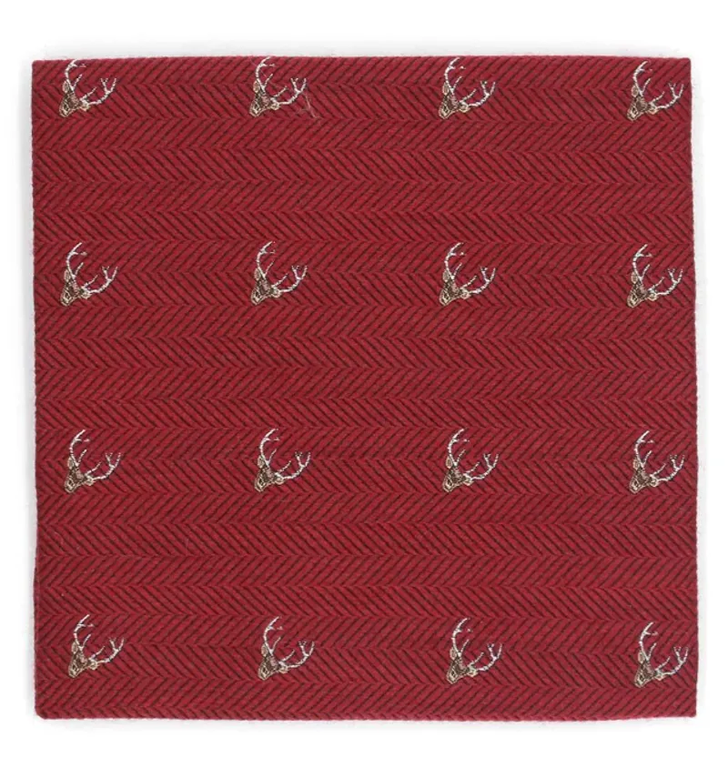  L.A. Smith Silk/Wool Pocket Square Stag Red TPH9709/1  
