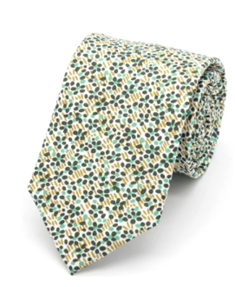 L.A Smith Liberty Print Tie Walter's Meadow Green LIBT117/1