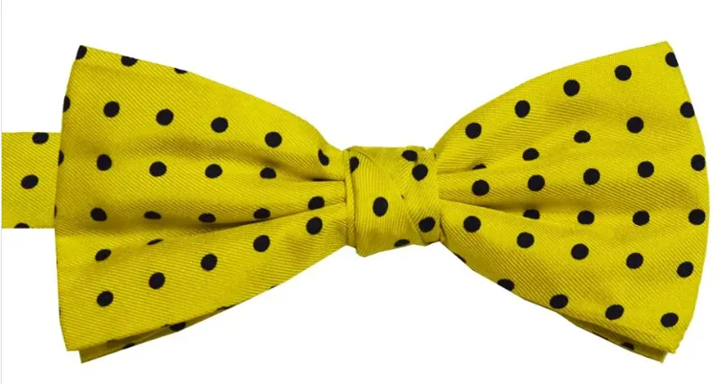 L.A. Smith Silk Bow Tie Spot Yellow B5032/7 